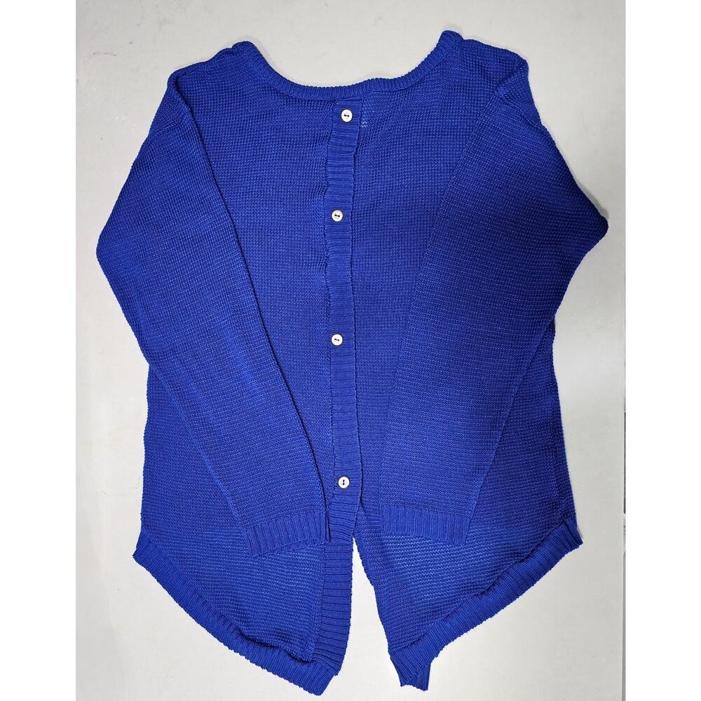Sweet Kizz Women’s Blue Knit Sweater Size Small High Low Hem Button Back...